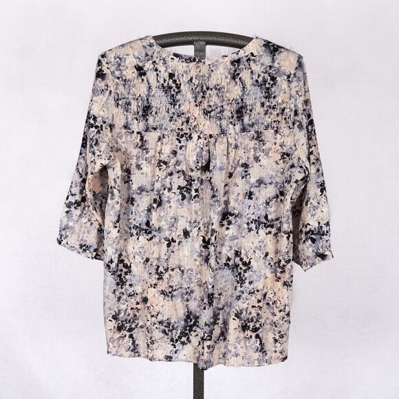 Rose & Olive Women's Textured Tunic Top 1X Lightweight Flowy Abstract Blue Peach - Picture 4 of 7